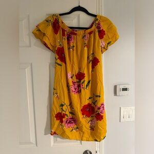 Old Navy Yellow Floral Off the Shoulder Dress